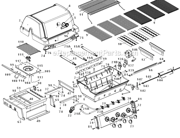 Page A Diagram and Parts List for 9877-34 Sovereign 70 Broil King Grill